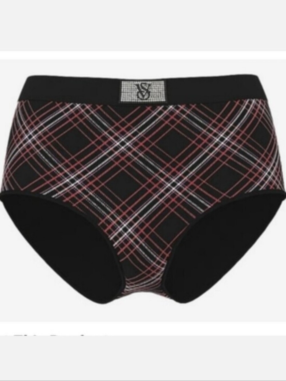 Victoria's secret Plaid Logo Cotton Shine Patch Velvet Modern Brief Panty XSMALL